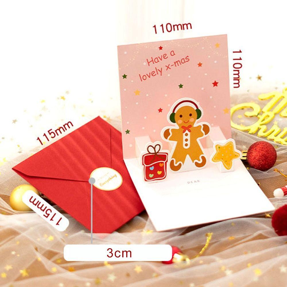 R-flower 6pcs/set Kartu Natal Berbagai Gaya Snowman Reindeer Merry Christmas Stiker Dengan Amplop