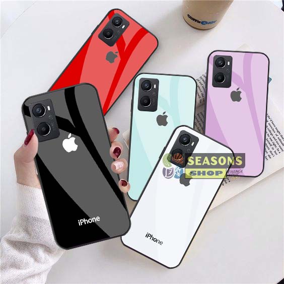 [Oppo A96] Oppo A96 - Softcase Glass Glitter Oppo A96 - Softcase Oppo A96 - Casing Oppo A96- Case Oppo A96 -  Softcase Oppo - Oppo A96 Logo Iphone