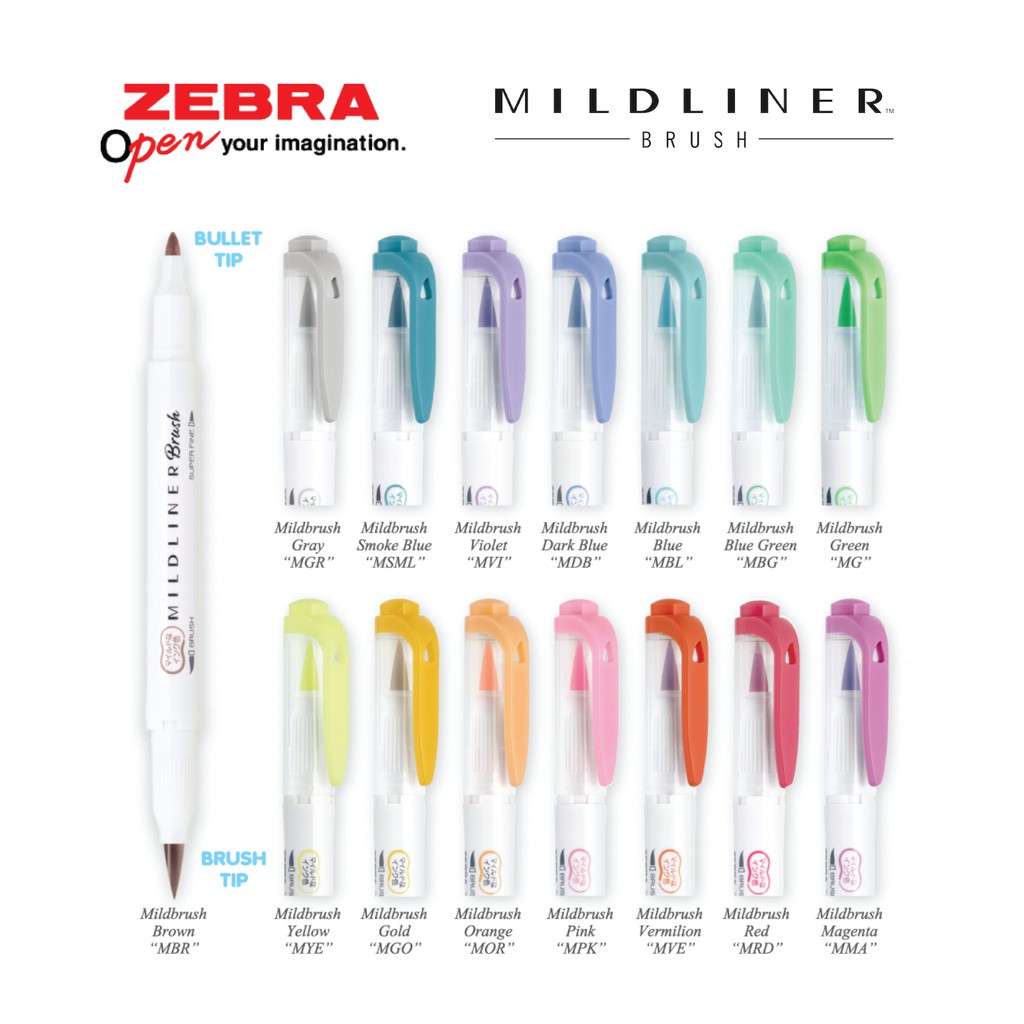 

Zebra Mildliner Brush Pen / Double-Sided Highlighter / Brush - Bullet Tip