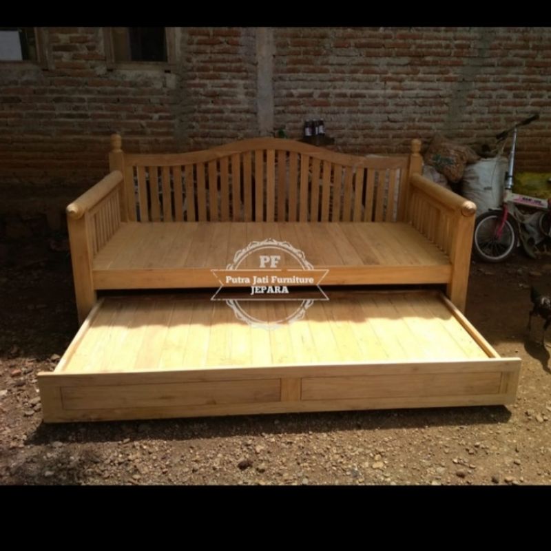 Bale bale sorok /tingkat - Kursi bangku panjang susun kayu jati
