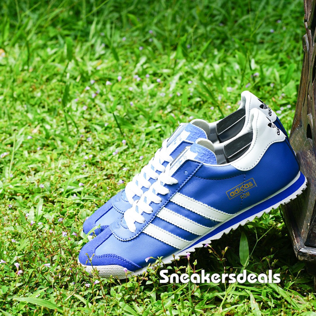 Adidas ROM Biru List Putih Sepatu Sneakers Pria