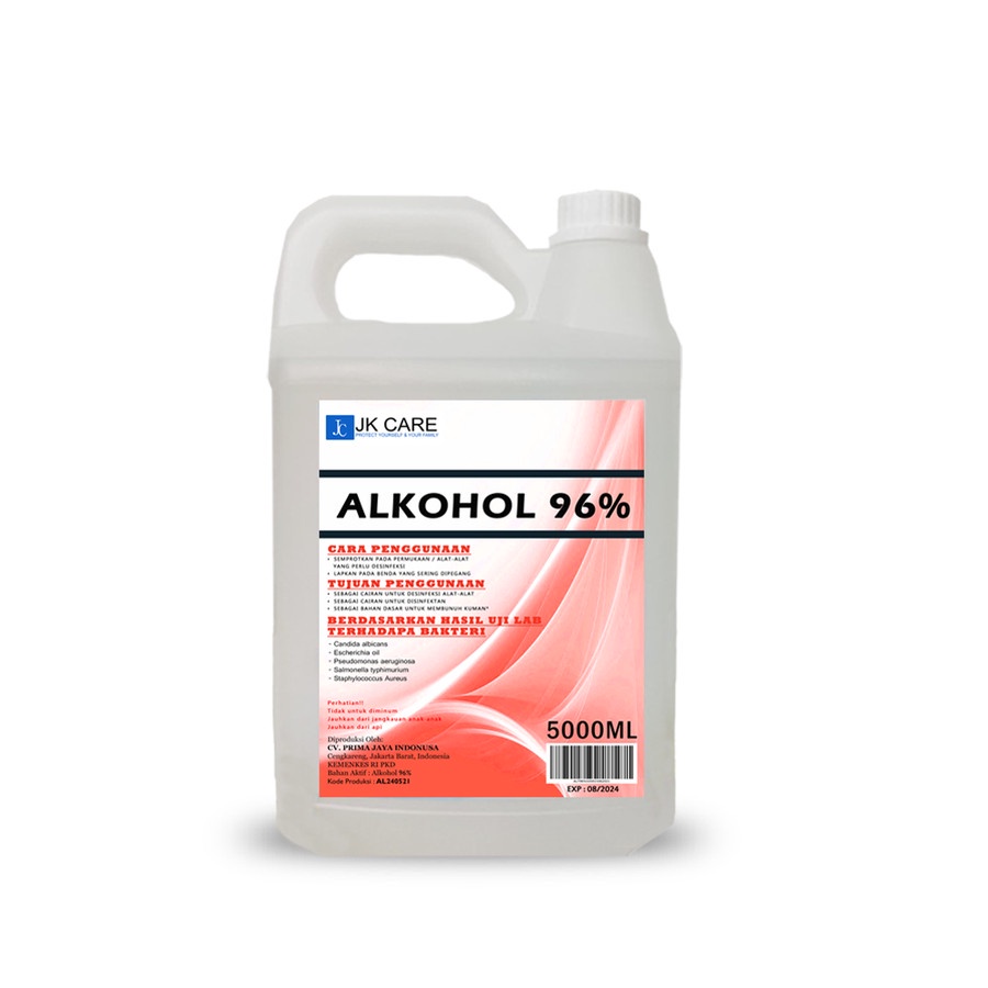 ALKOHOL 96% Murni 5 LITER jkcare - Antiseptic dan Disinfectant (KHUSUS GOSEND/GRAB)