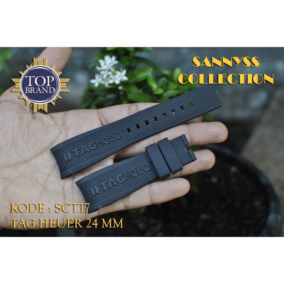STRAP TALI JAM TAG HEUER 24 MM SILICONE HITAM KUALITAS PREMIUM