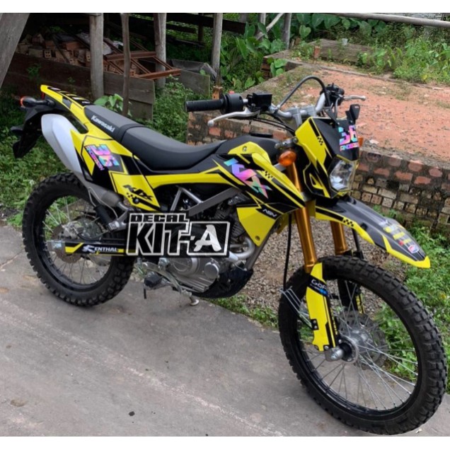 Decal Stiker Motor KLX BF 150/ G Supermoto Dekal Sticker Striping KLX 150 Kuning HItam