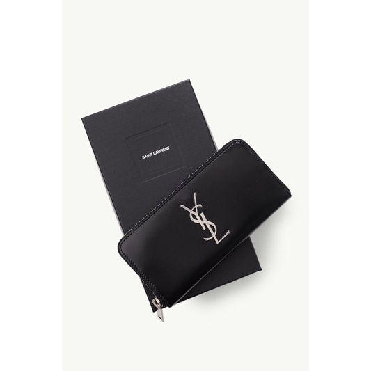 Original Saint Laurent YSL Zip Around Wallet in Smooth Leather