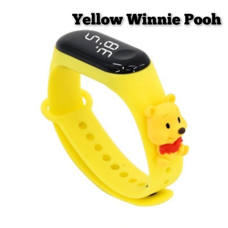 Jam tangan anak LED Display TAHAN AIR  elektronik arloji motif karakter kartun bahan rubber silikon-Winnie pooh