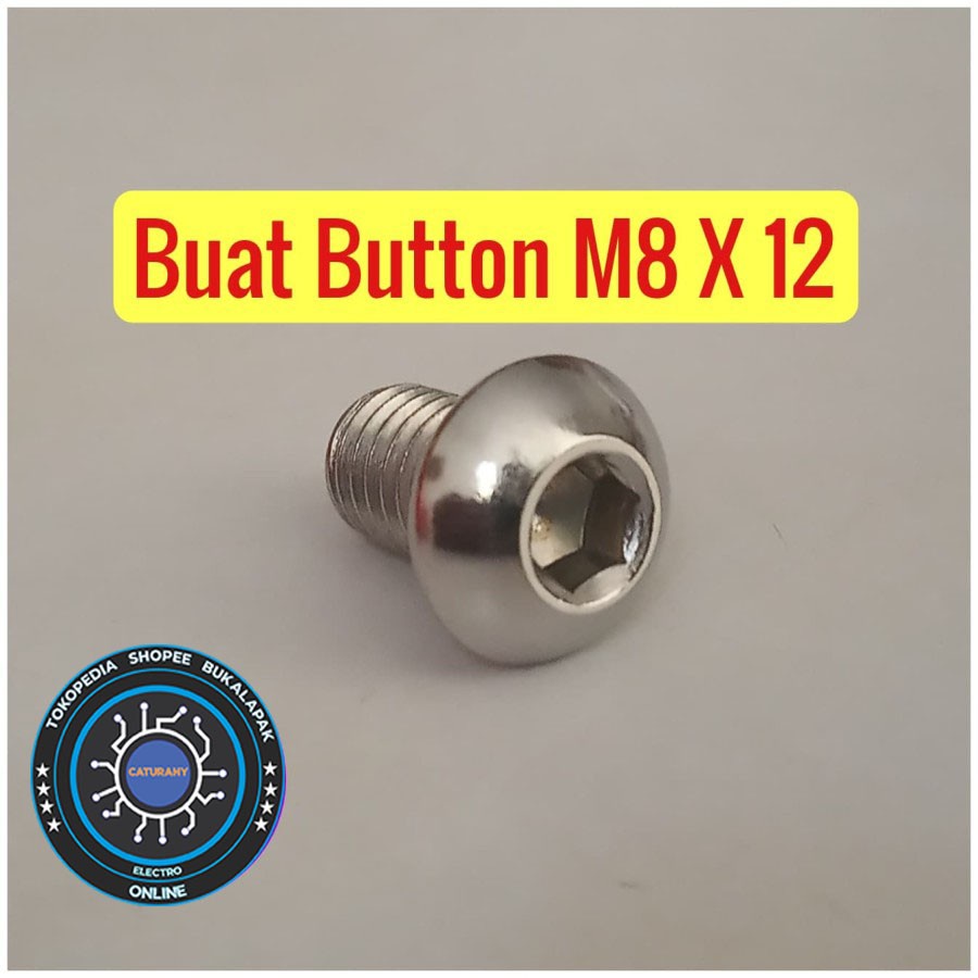 Baut button L M8 x 12 kepala payung Stainless steel Stenlis