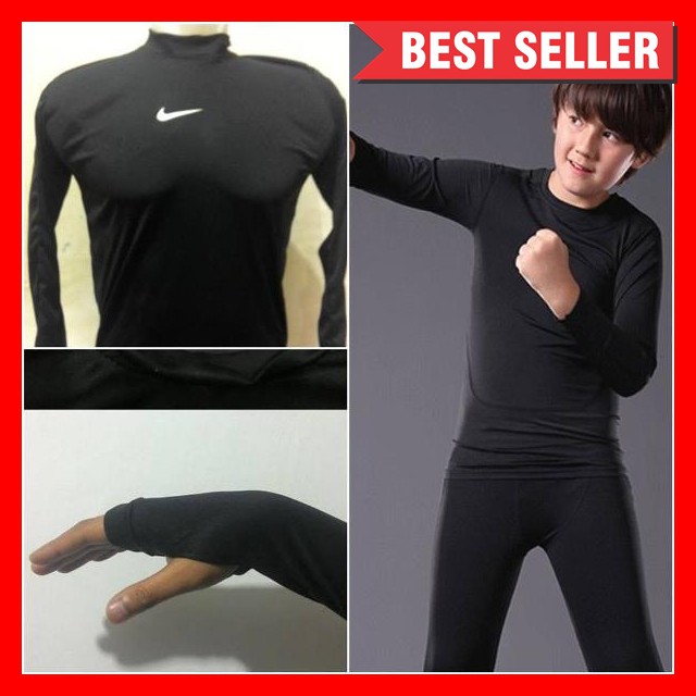 Baselayer/Manset Anak Thumbhole Longsleeve Nike Kids Hitam Merah Biru Putih
