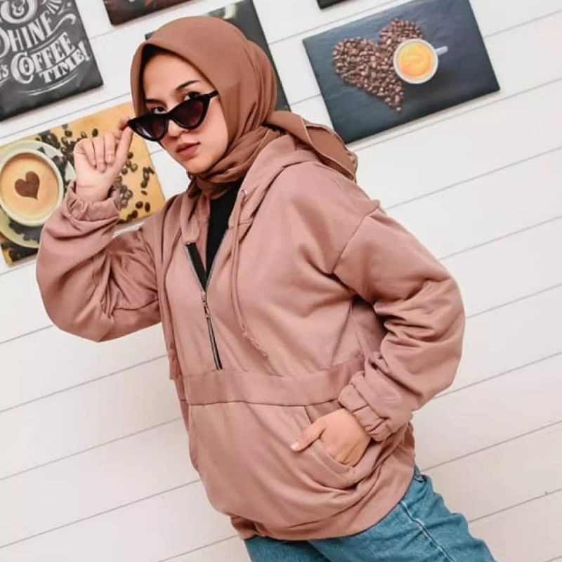 ZAIRA HOODIE || SWEATER SEMI ZIPPER || SWEATER MURAH #ZAI