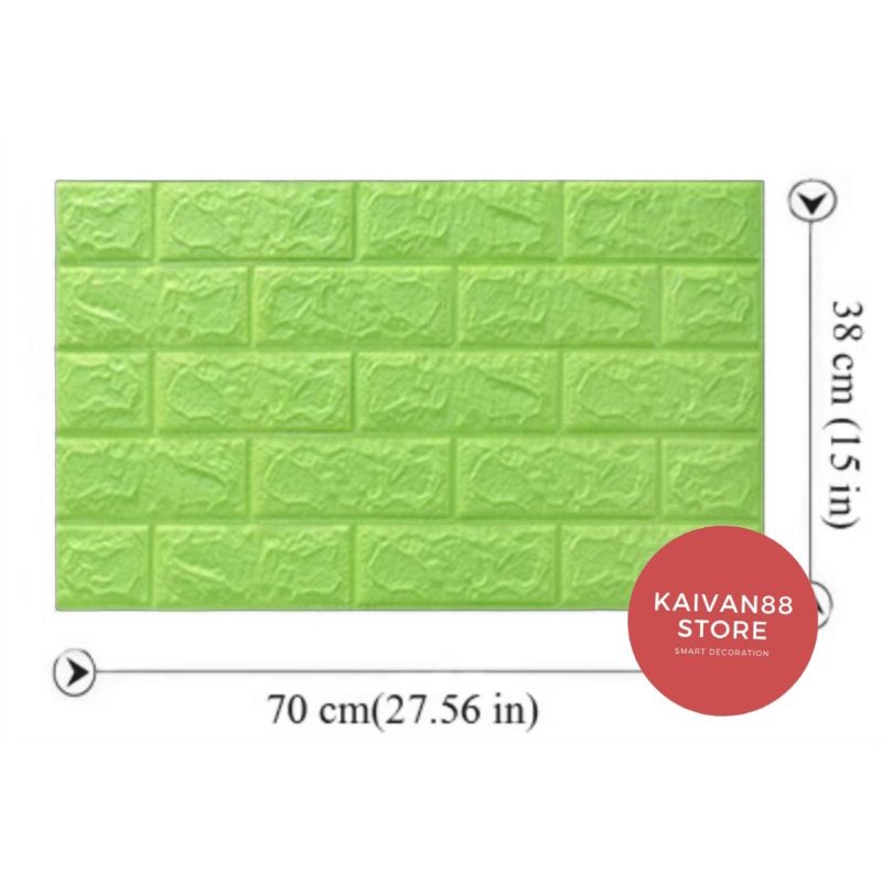 Wallpaper 3D Motif Bata Putih / BrickFoam Premium 70x38cm-Bata hijau 70x38cm