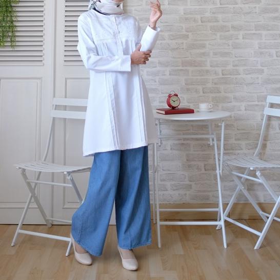*BEST SELLER* tunik putih muslim atasan tunik baju tunik putih atasan tunik putih wanita fashion jum