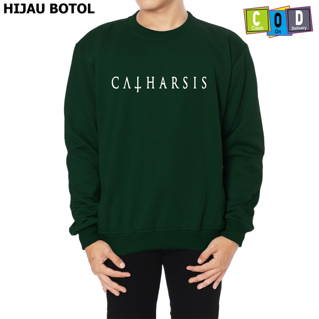 Sweater Terbaru CATHARSIS Text Logo White -Premium High Quality