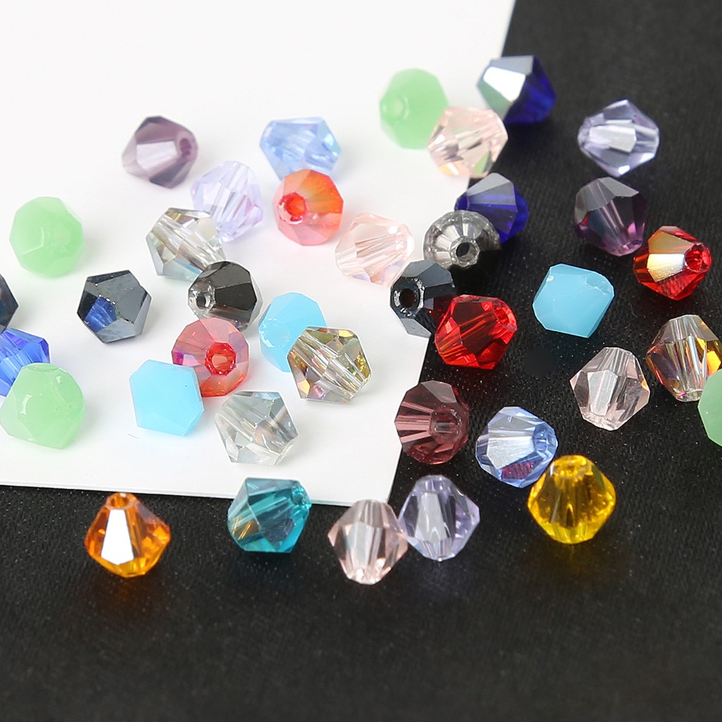 100pcs Manik-Manik Czech Longgar Bahan Kaca Kristal Ukuran 4mm Untuk Aksesoris Pakaian