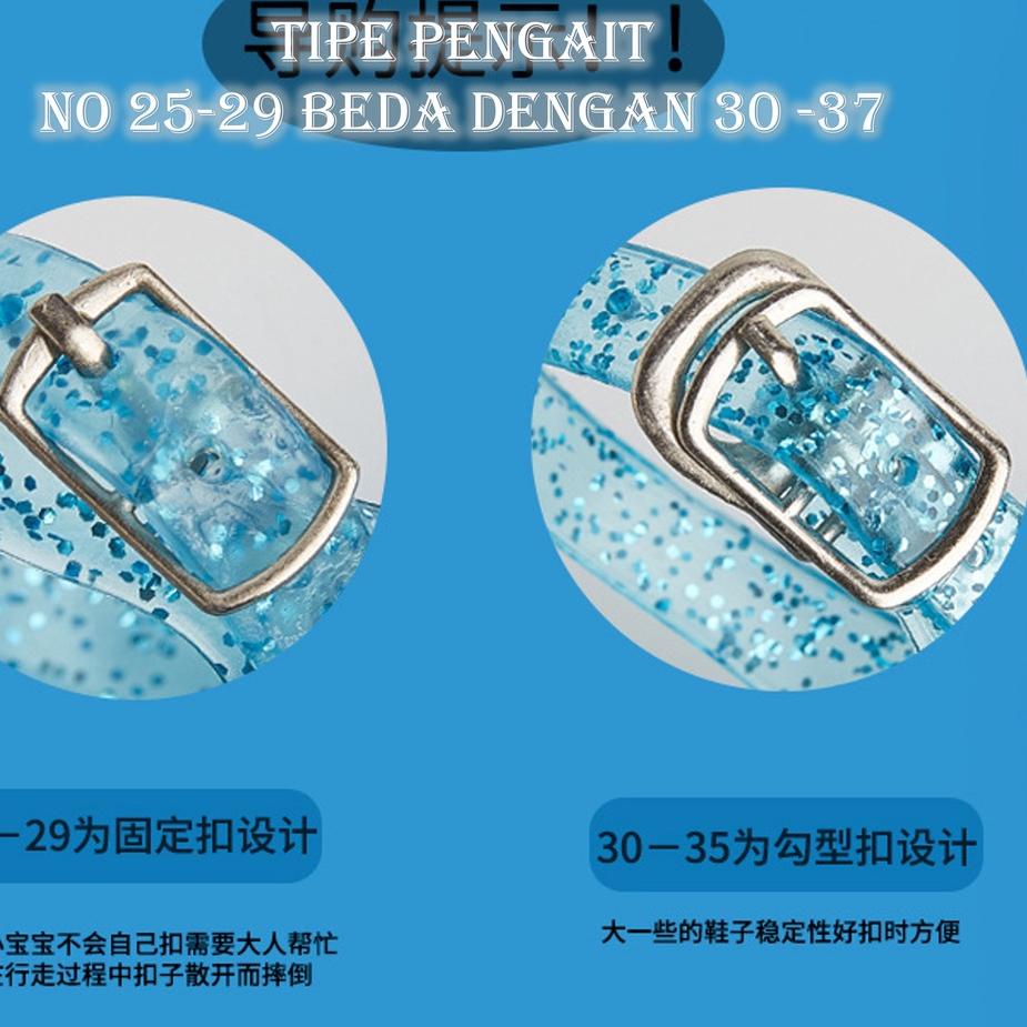 옷 Sepatu Princess Import Model Kaca Anak Cewek Bahan Jelly Ringan dan Nyaman Sepatu Pesta IMP08D 25-