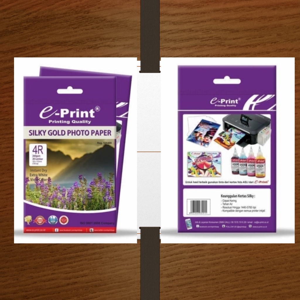 Kertas Foto E Print 4R SILKY GOLD isi 20 Lembar/Foto 4R Silky Doff