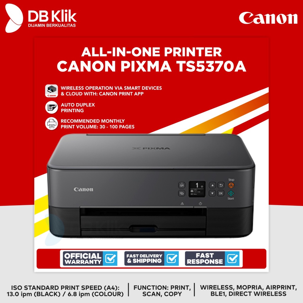 Printer CANON PIXMA TS5370A All in One WiFi Bluetooth Duplex Printing