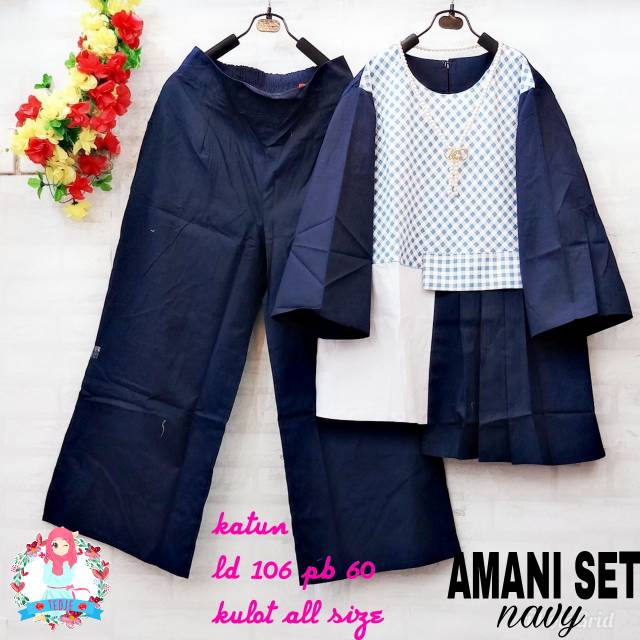 Amani set/setelan atasan bawahan/bawahan kulot/setelan murah