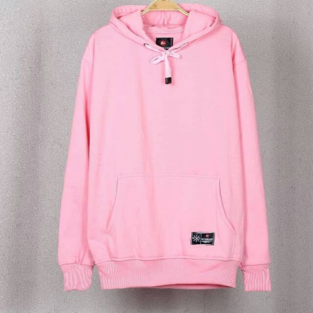 Jaket Sweater Hoodie Distro Bahan Katun Taiwan Warna Pink baby solid