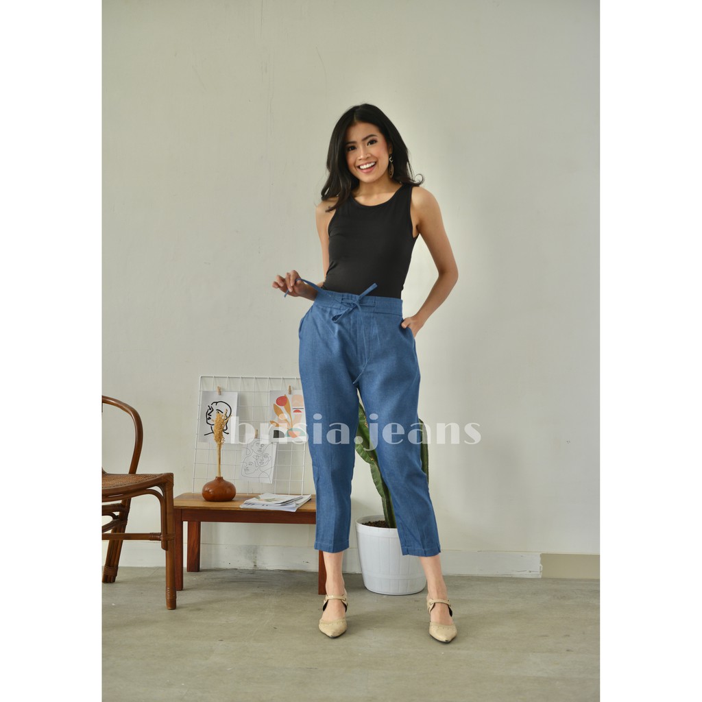 3 WARNA - VANES DENIM PANTS / Celana Panjang Wanita Pinggang Karet Comfy Pants