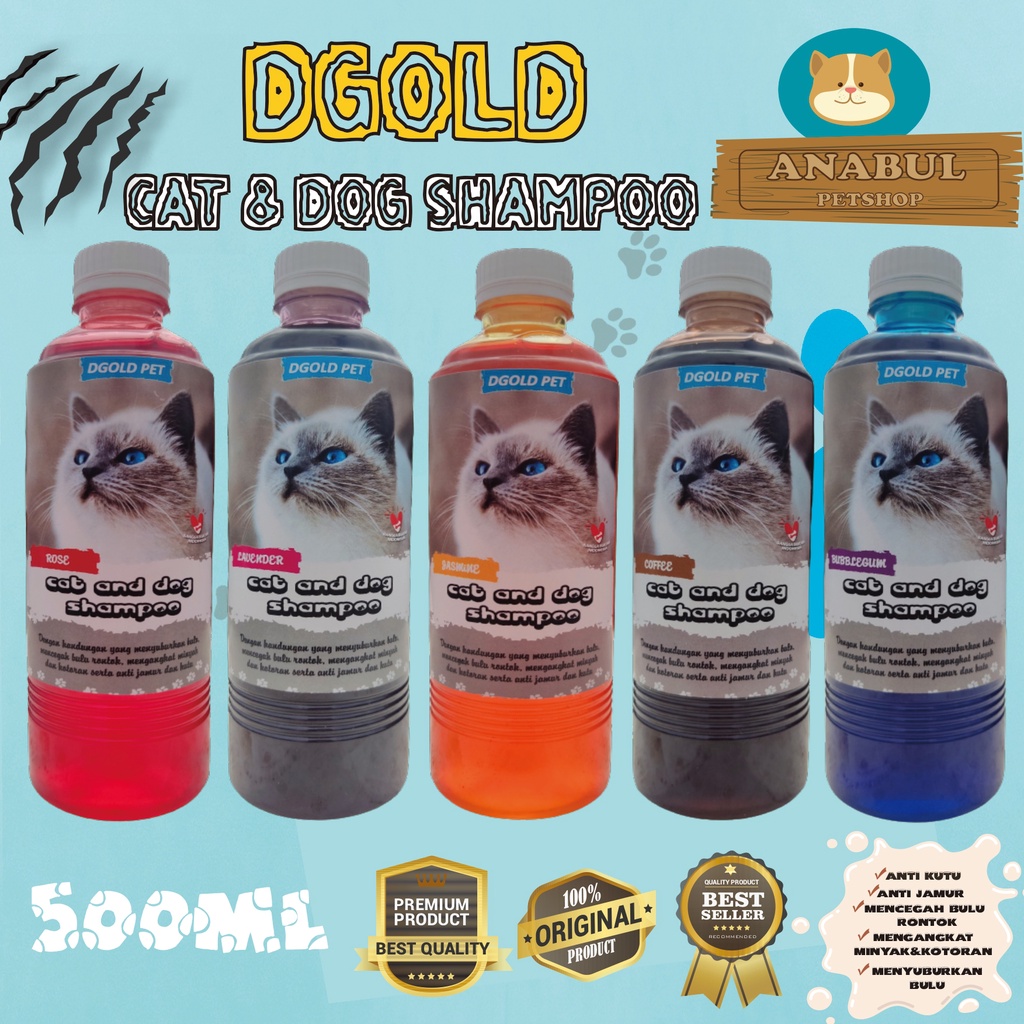 [GROSIR] SHAMPOO KUCING ANJING ANTI KUTU JAMUR DGOLD 500ML MENCEGAH BULU RONTOK VARIAN AROMA MAWAR,LANVENDER,JASMINE,KOPI,BUBBLEGUM