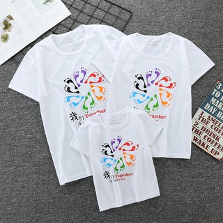  Kaos  T shirt Katun Korea Keluarga Lengan Pendek Gambar  