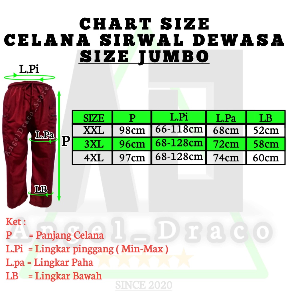 SIZE JUMBO XXL,XXXL,XXXL Celana Sirwal Dewasa Murah Terlaris / Celana Pangsi /Celana Komprang Dewasa