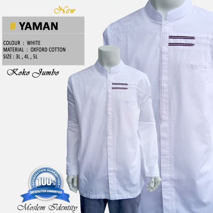 Segera Lengkapi Koleksi Baju Koko Jumbo Big Size Putih Lengan Panjang - Yaman 2, 5L