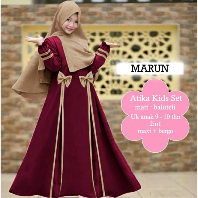 PIK - Maxi Atikah Kids + Bergo 9-10 Thn (8579) / GAMIS ANAK / MAXI ANAK/ PAKAIAN MUSLIM ANAK