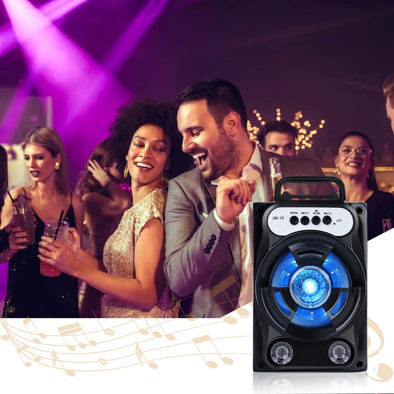 ColorCoral Portable Wireless Bass LED Speaker Bluetooth Karaoke Spiker  7.5 inci dengan Mikrofon Gratis Pesta Rumah