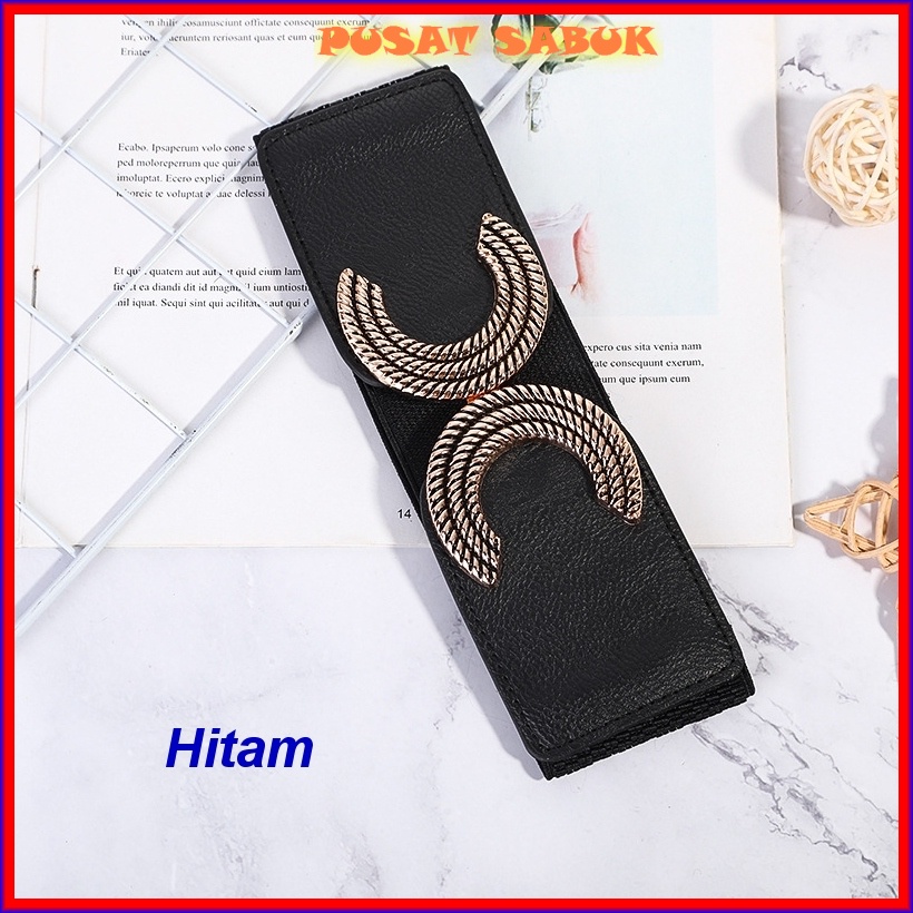 Belt Sabuk Wanita Obi Karet Lebar Women Ikat Pinggang Fashion Gesper Cewek Korea Oby Besar Gasper Panjang Jumbo Big size Cantik Kekinian Hitam Merah