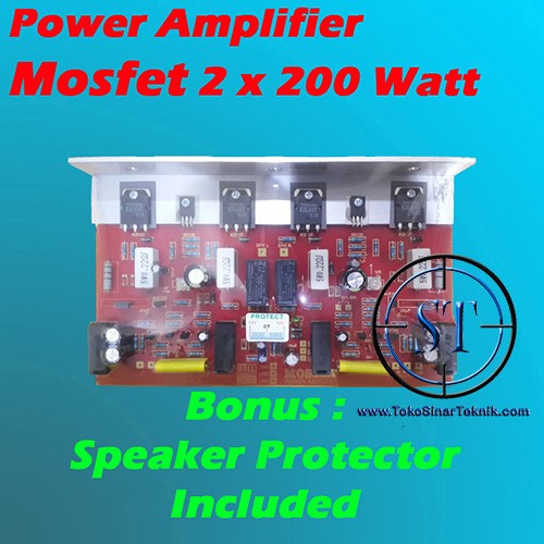 Kit PA. Mosfet 2x200W Bell Power Ampli Mofet 400W Stereo Transistor Toshiba Set Plus Heatsink Pendingin