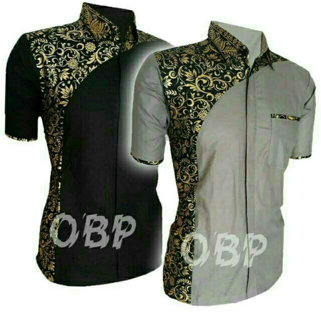 Mall Kemeja Batik Pria Prada Kombinasi Bakung Modern Kerja Kantor Diskon Murah