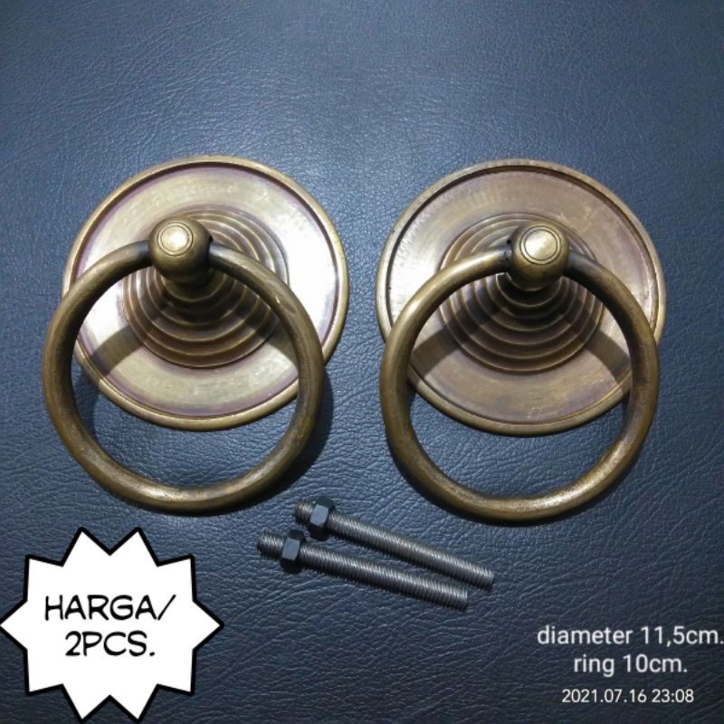 Handle pintu antik diameter 11,5cm.