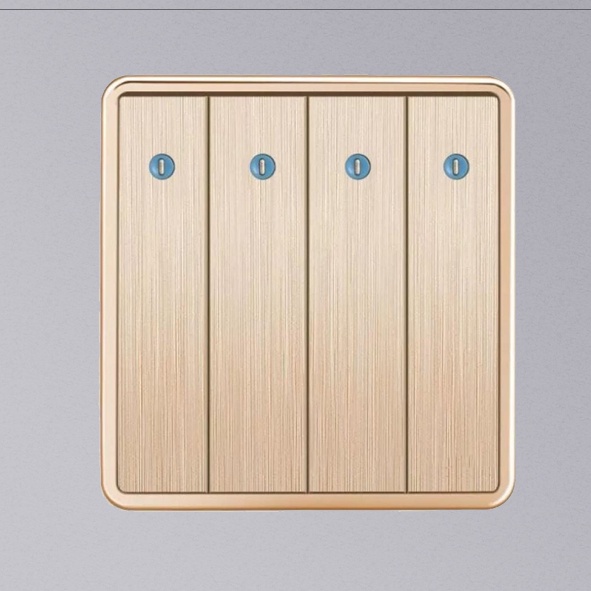 Saklar / Sakelar Lampu Emas Gold Brushed 1/2/3 Gang 1 Way Electrical Switch Stop Kontak USB