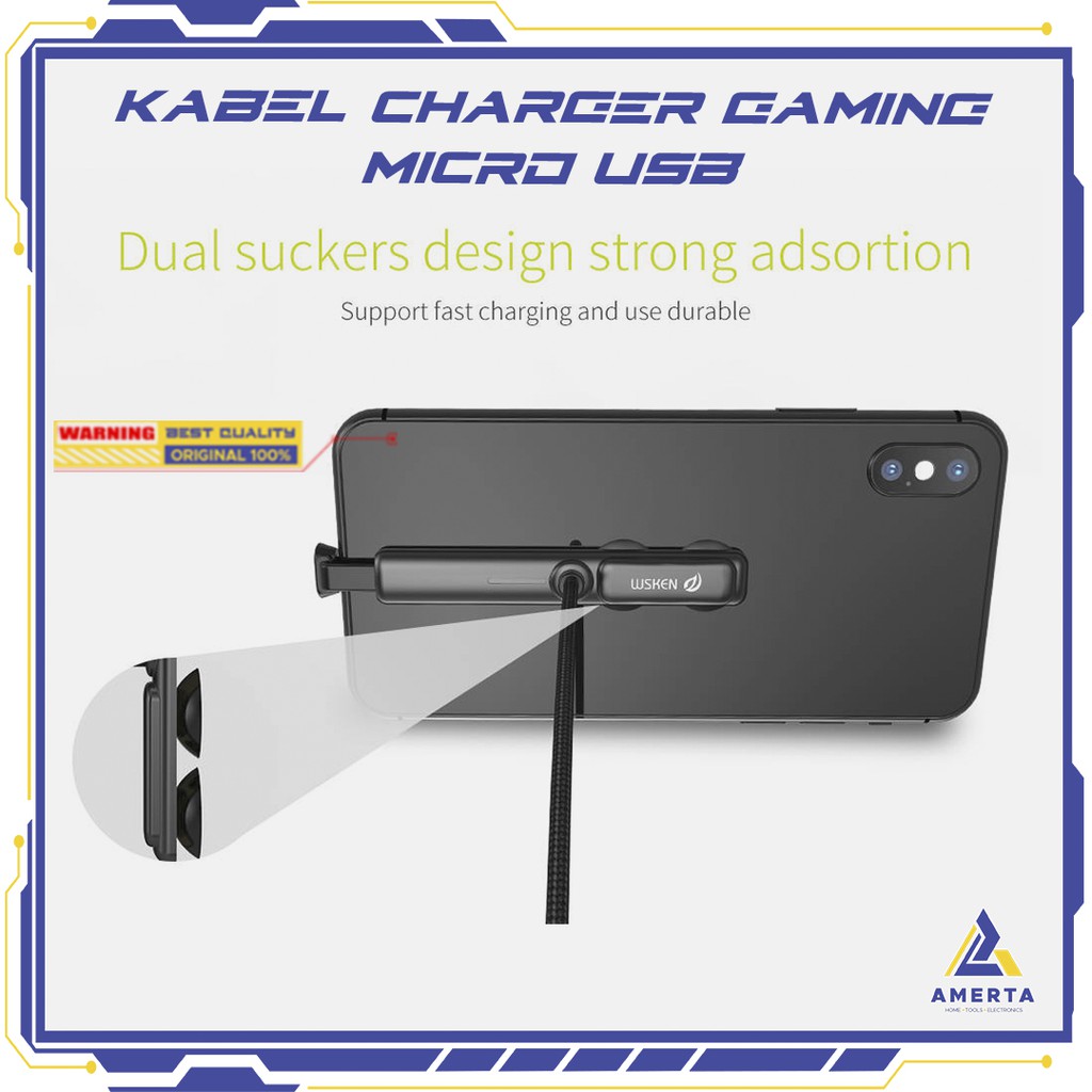 WSKEN Kabel Charger Handphone Micro USB 2A 1.2 Meter Downward Port