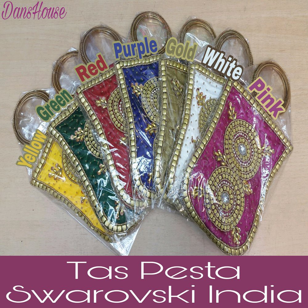 Dijual PROMO Tas Pesta Swarovski India Hand Bag Wanita Dompet Handphone Grosir Murah Berkualitas