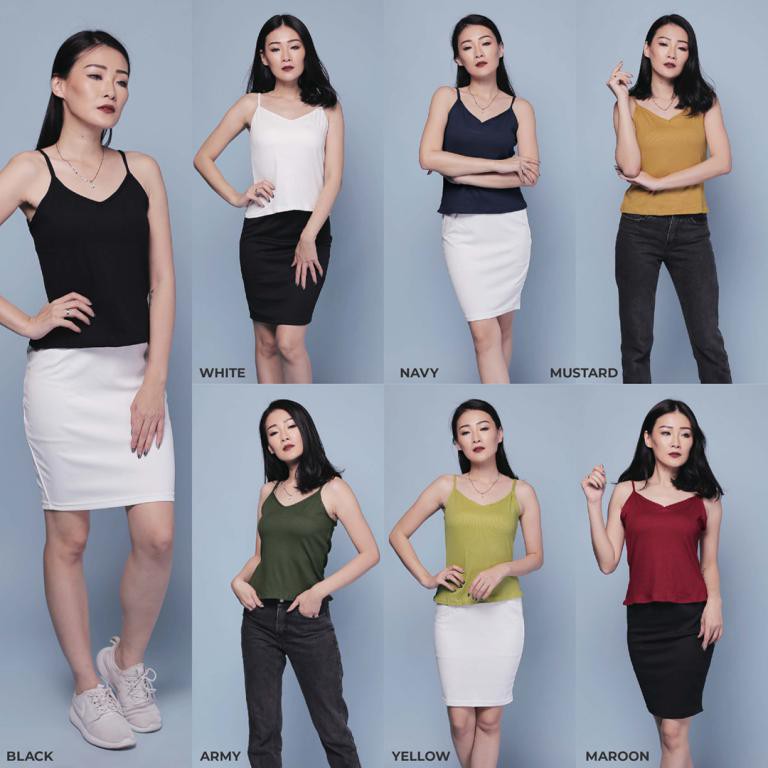 JANE COLLECTION || Tank Top Dalaman Blazer Tengtop V Neck Viscose Rib Spandex Kamisol Atasan Inner W