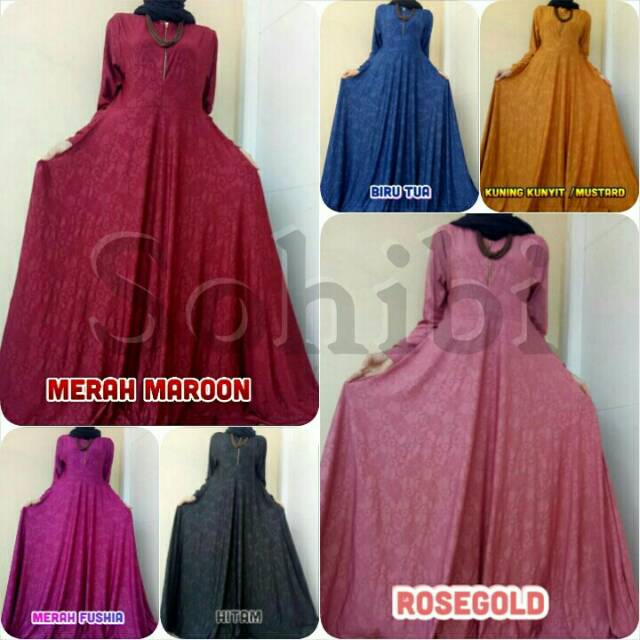 Gamis jersey embos tebal