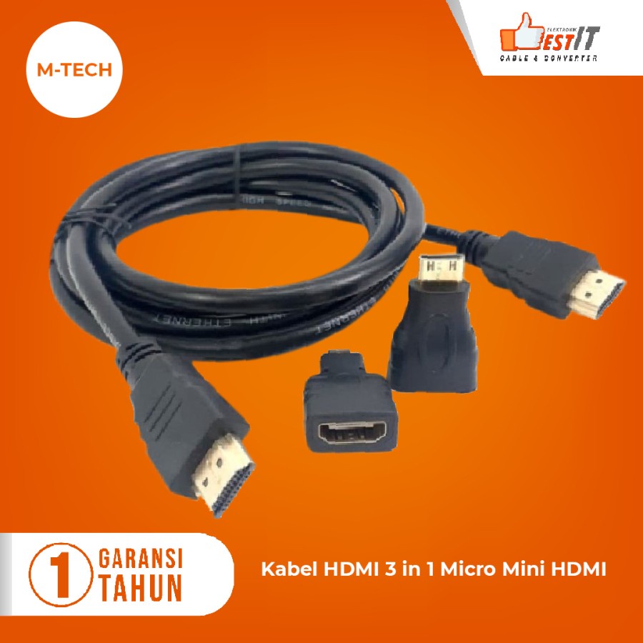 Kabel HDMI 3 in 1 Micro Mini HDMI M-Tech Original