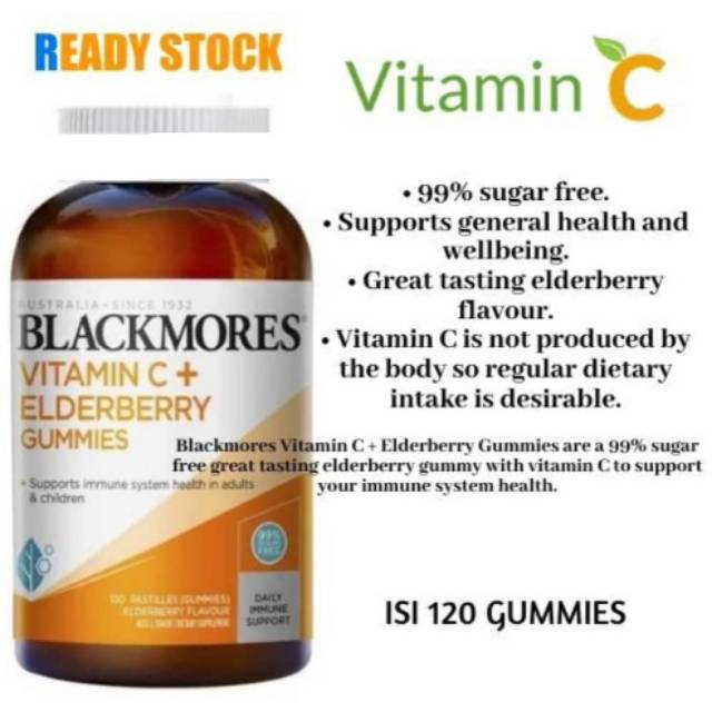 Jual Blackmores vitamin c+ elderberry gummies/vitamin c/supplement