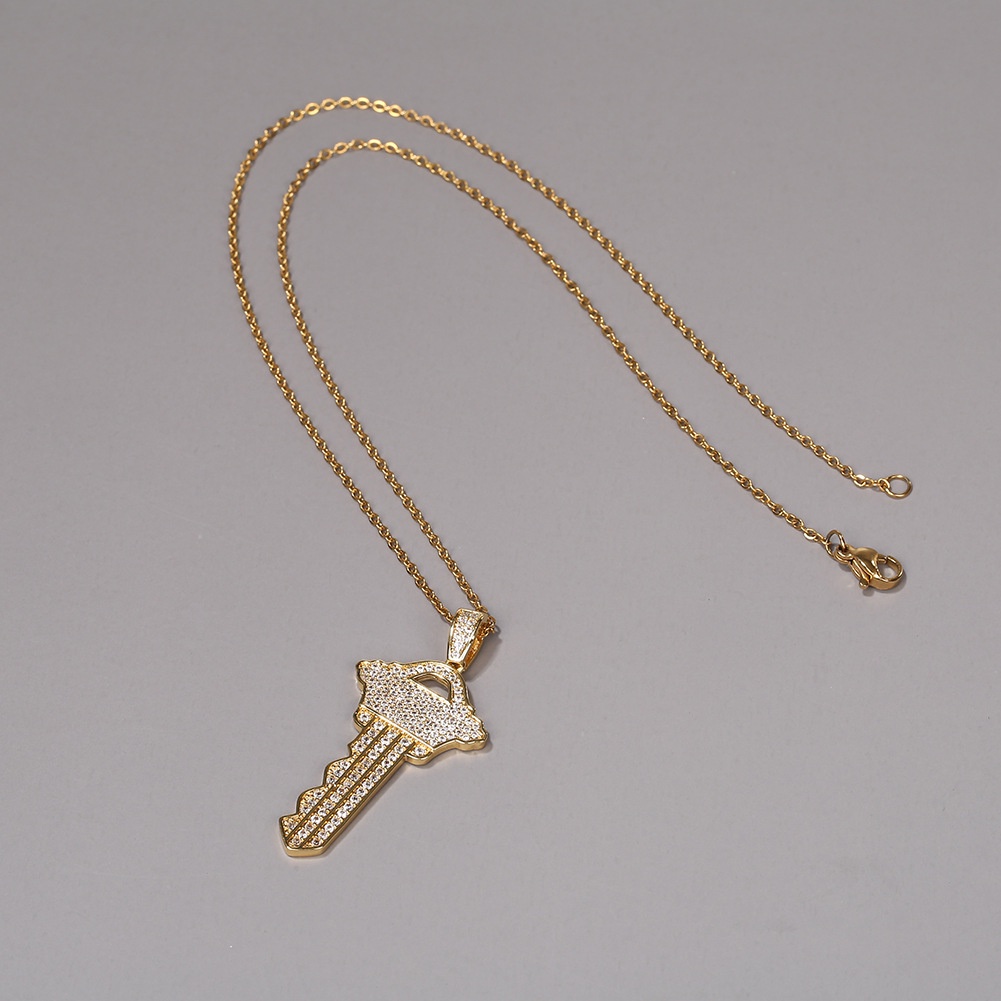 Baru Eropa hip hop kalung kunci penuh diamond ornamen