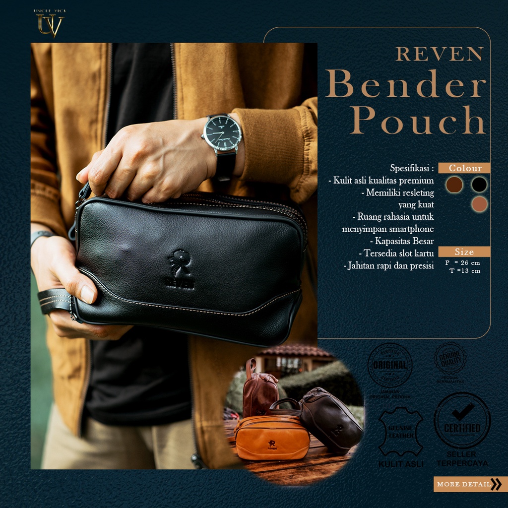 Tas POUCH HANDBAG Tenteng perlengkapan Fashion Pria Original Wallet Branded Bahan premium Kulit Asli