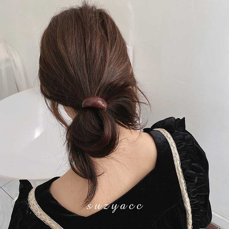 IKAT RAMBUT KARET ELASTIS KOREA MAINAN BATU CEMBUNG PITA AKSESORIS WANITA RETRO VINTAGE FRENCH STYLE / KOREAN ELEGANT PONYTAIL HIGH END RUBBER BAND HAIR ELASTICS TIES MARBLE STONE ACCESSORIES