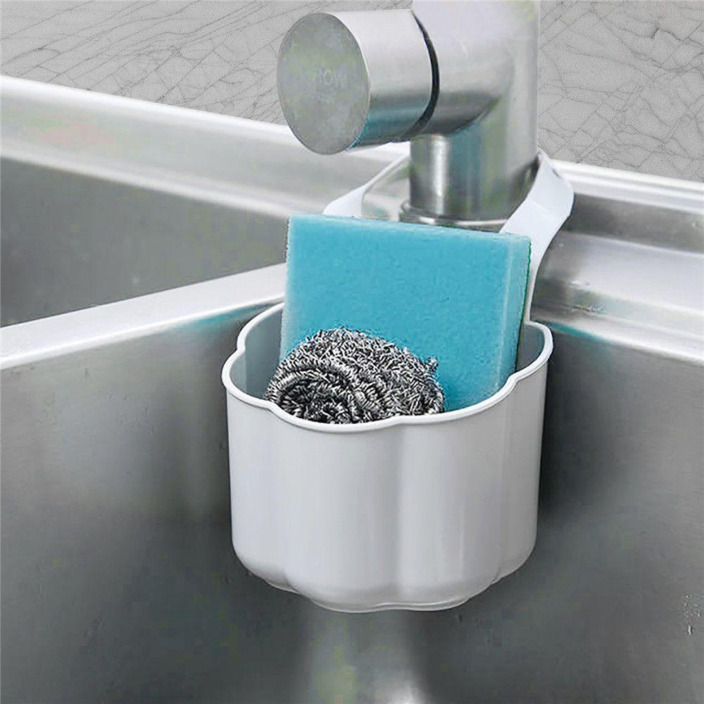 Solighter Wastafel Sponge Holder Alat Dapur Rumah Saringan Kran Organizer Debris Rak Sabun Drain Rack