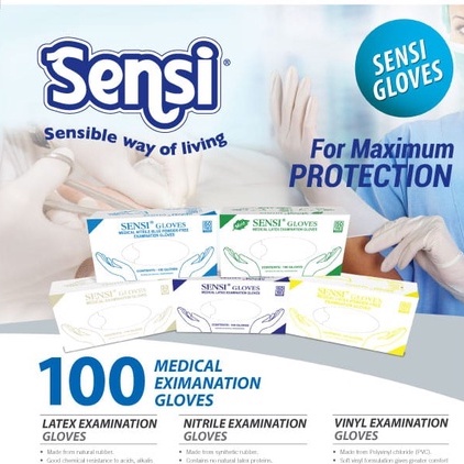 SARUNG TANGAN VINYL TRANSPARAN POWDER FREE SENSI GLOVES ISI 100 PER BOX MEDICAL ONLINE