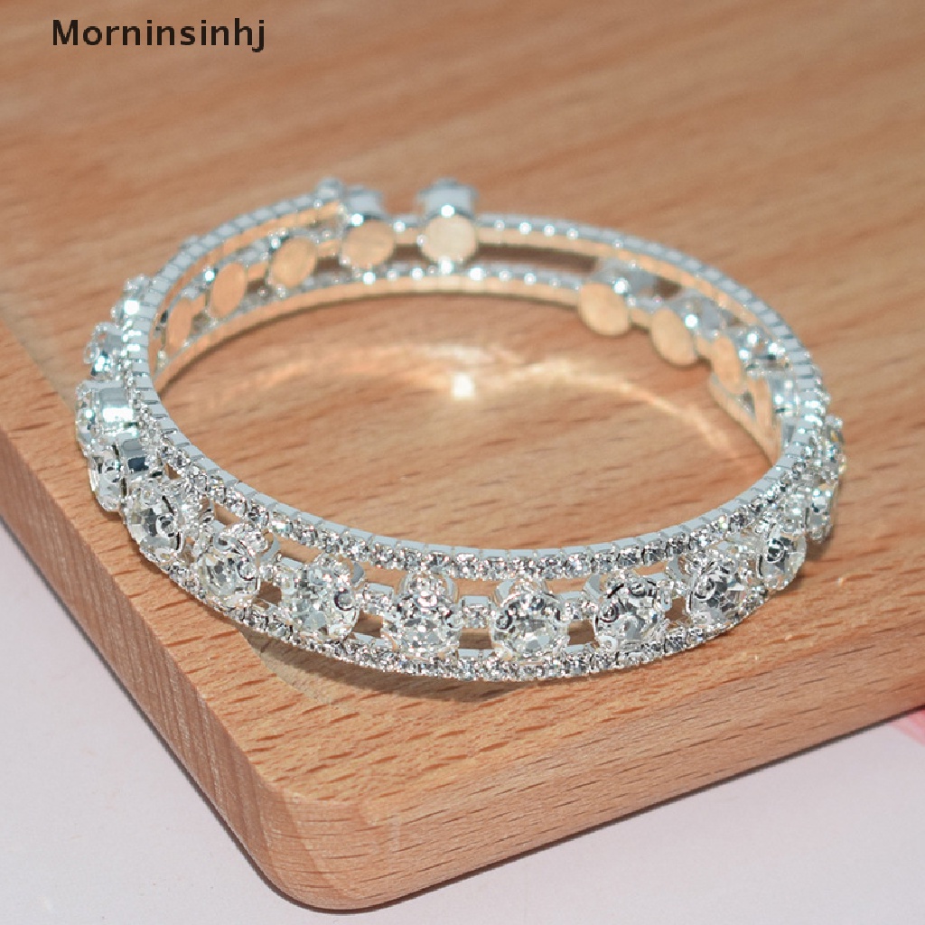 Mornin Fashion Gelang Kristal Untuk Wanita Pernikahan Bangle Tangan Perhiasan Multi-Layer Bridal Rhinestone Bracelet id