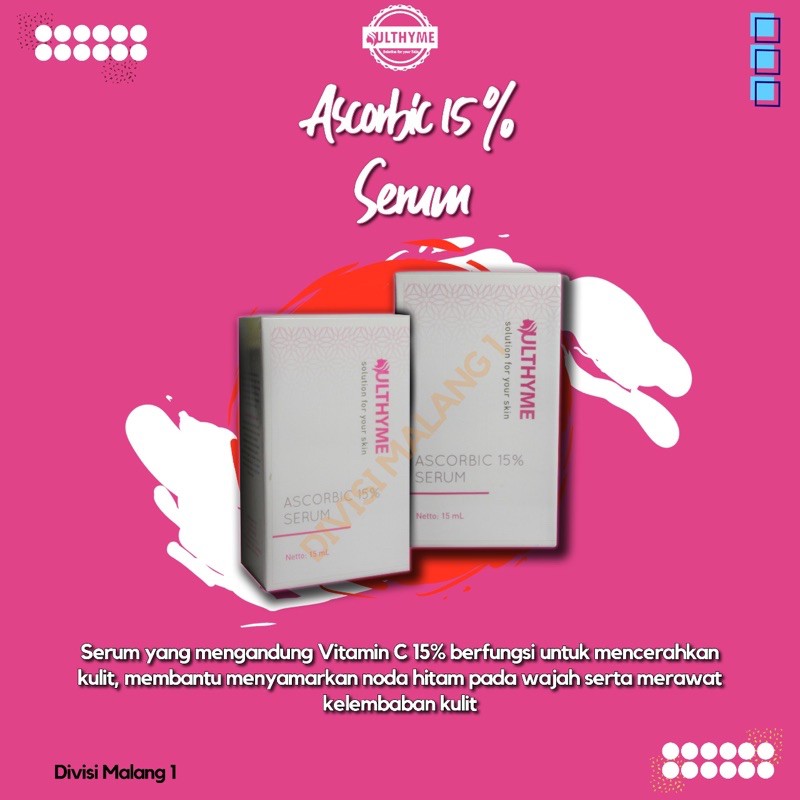 Ulthyme Skincare serum ascorbic 15% serum penghilang flek serum vitamin c