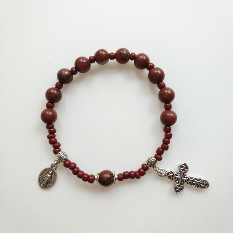 Zzz Gelang Rosario Katolik / Baptisan Manik Kaca Mini Warna Merah