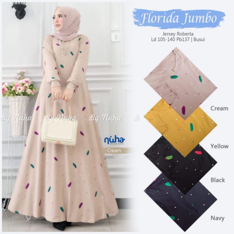 Gamis kasual jumbo wanita florida jumbo maxy LD 105 Bahan jersey roberta umbrella maxy