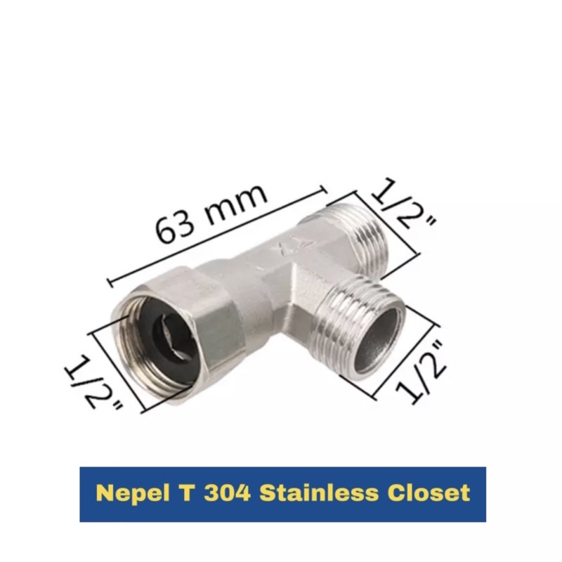 Nepel T Stainless 304 1/2 Inch - Nepel Tee 1/2&quot; Mur Closet Kloset